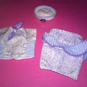 Barbie Doll Jeans Blue Top & skirt & Hat #1692